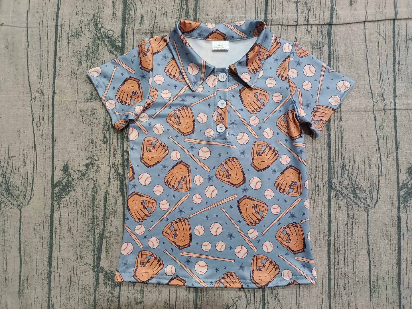 Pre-order BT1581 baby boys baseball short sleeve button shirt top