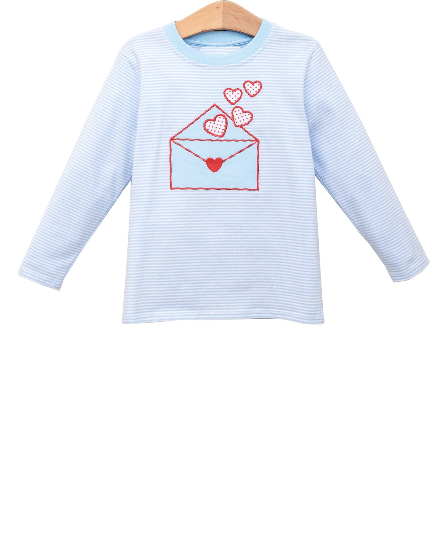 12.4 Pre-order BT1642 baby boys Valentine's letter blue stripe lpng sleeve top