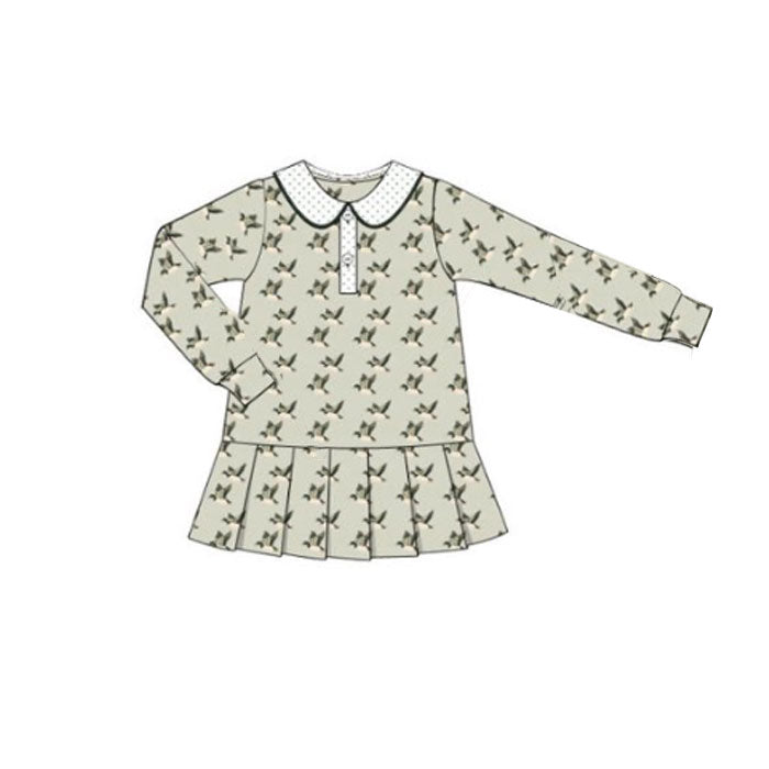 10.1 Pre-order GLD1373 Baby Girls duck long sleeve dress