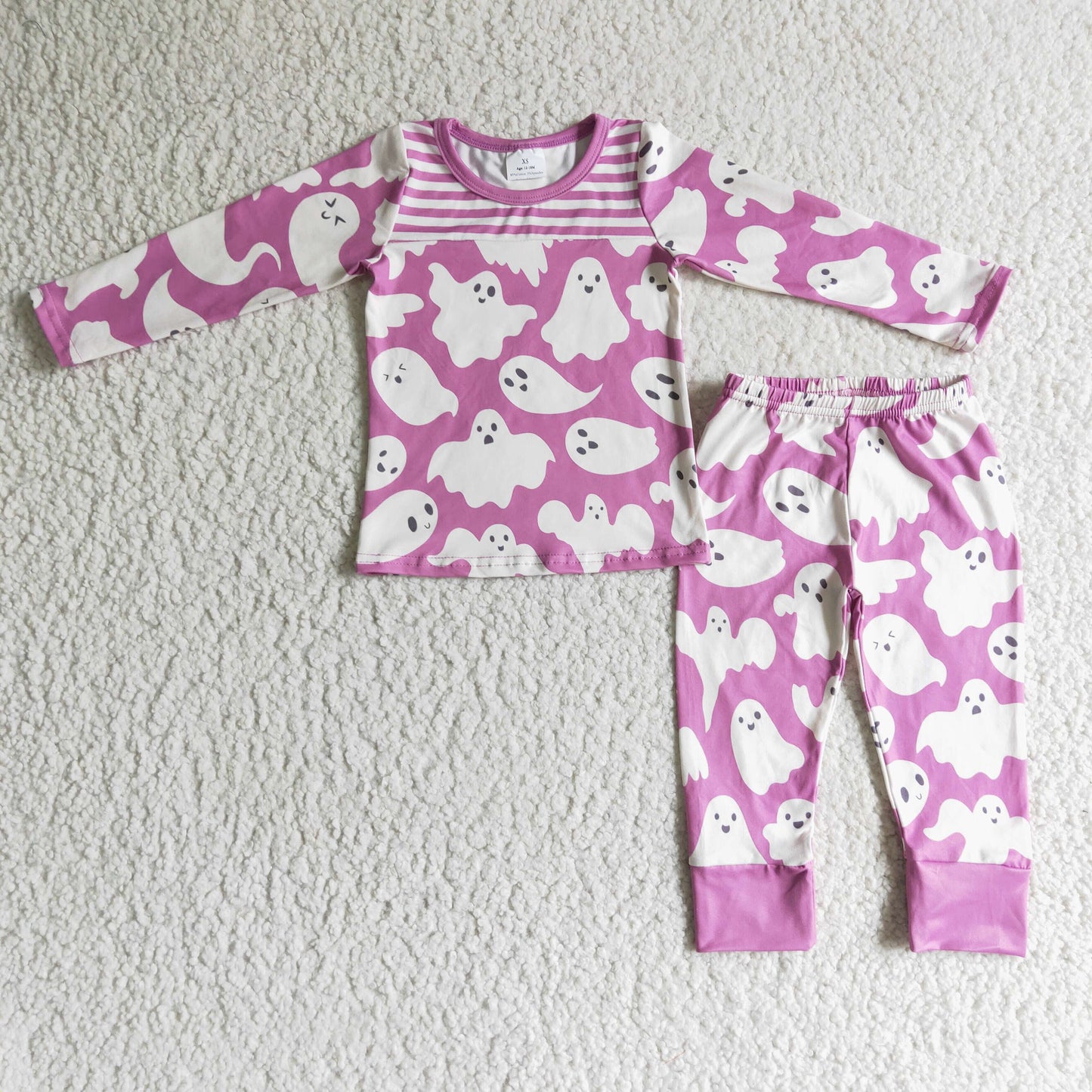 5.5 GLP0229 Girls Halloween ghost purple pajamas Long Sleeves