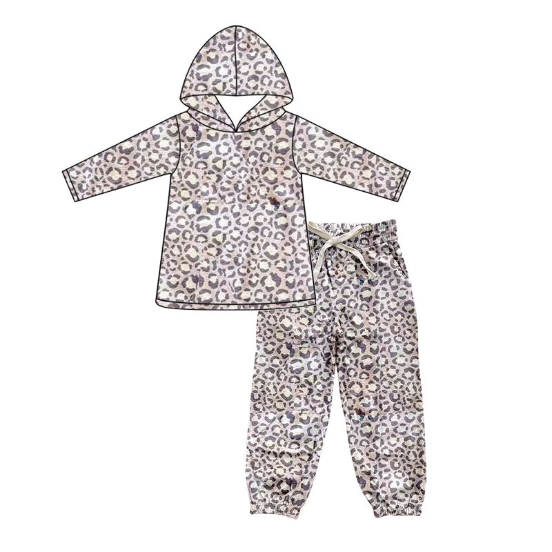 Pre-order GLP2742 baby girls leopard hoodie long sleeves outfits ( Deadline 2025.9.12)