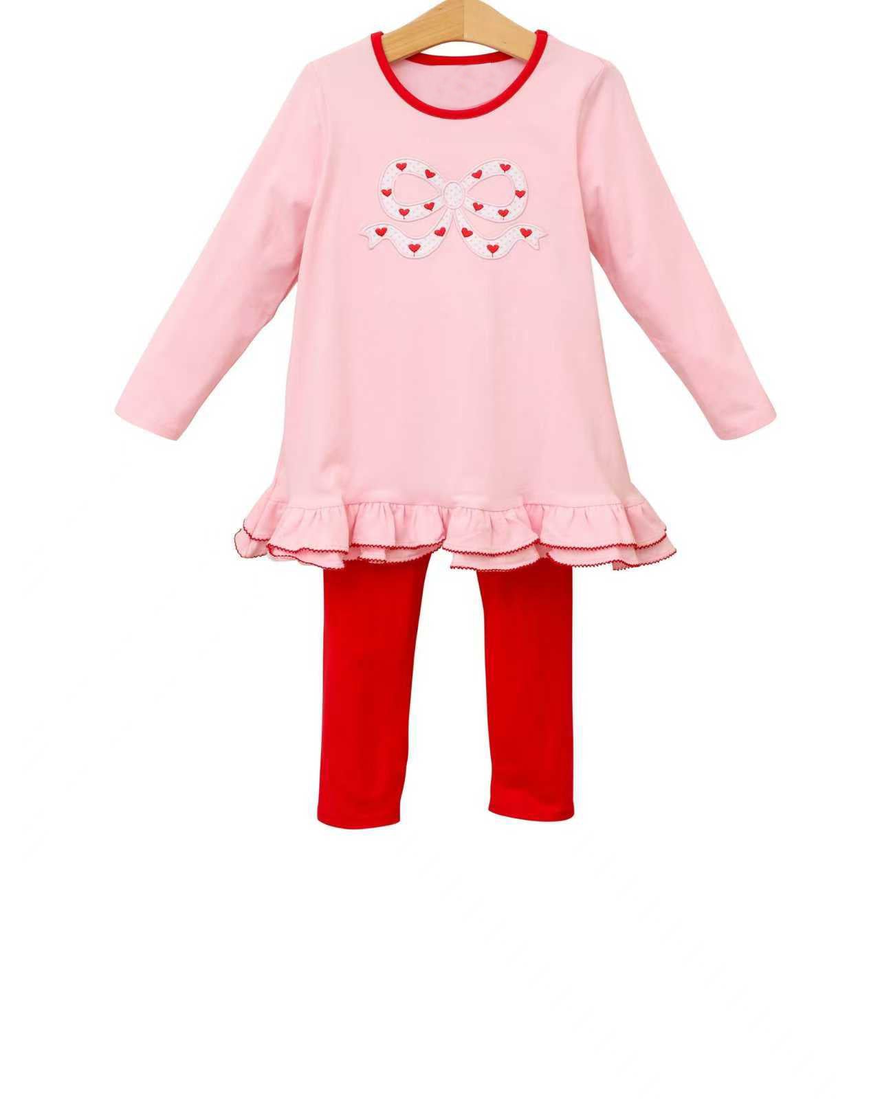 12.4 Pre-order GLP3259 baby girls Valentine's bow long sleeves outfits