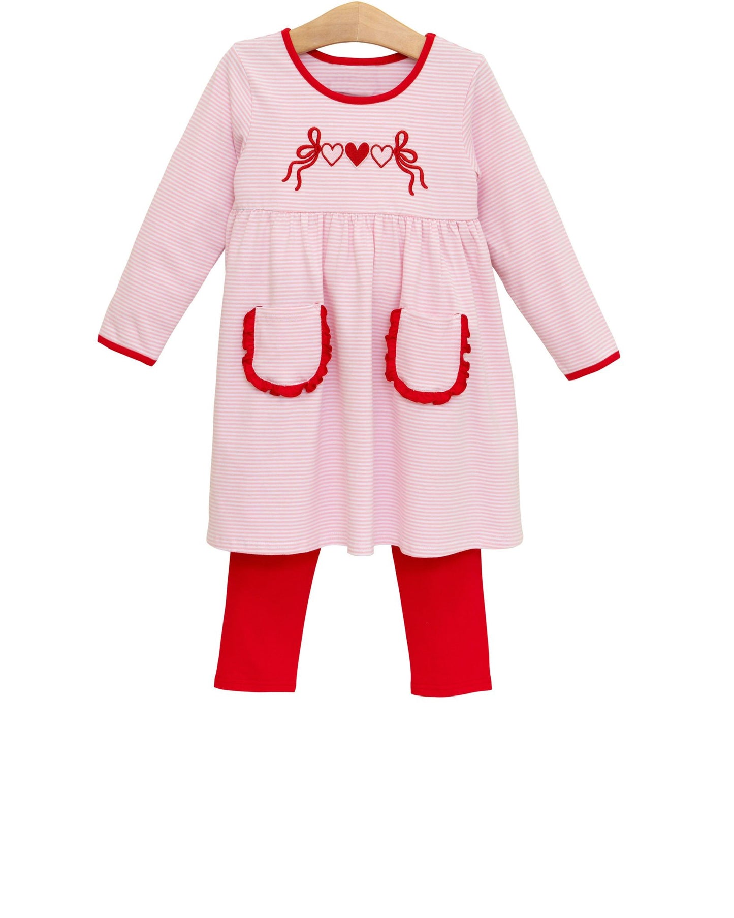 12.4 Pre-order GLP3261 baby girls Valentine's love long sleeves pocket outfits