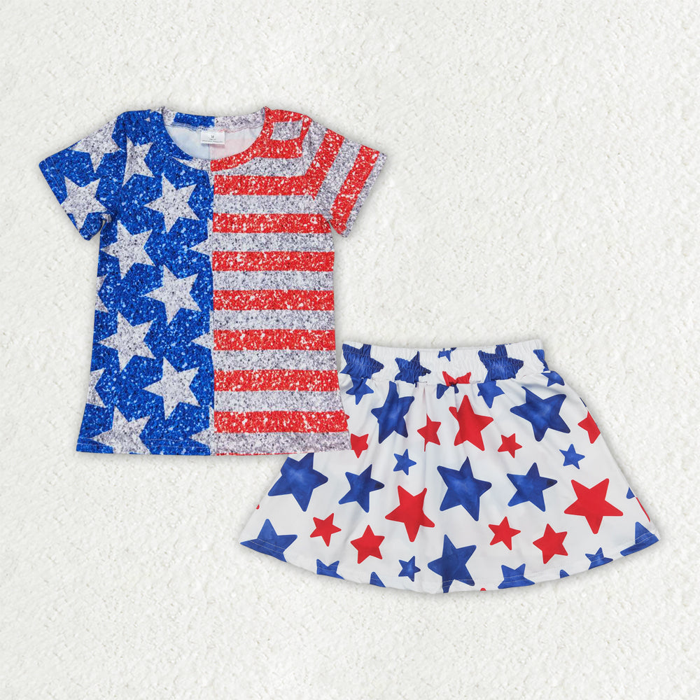 GSD2456 baby girls July Fourth star skirt outfits