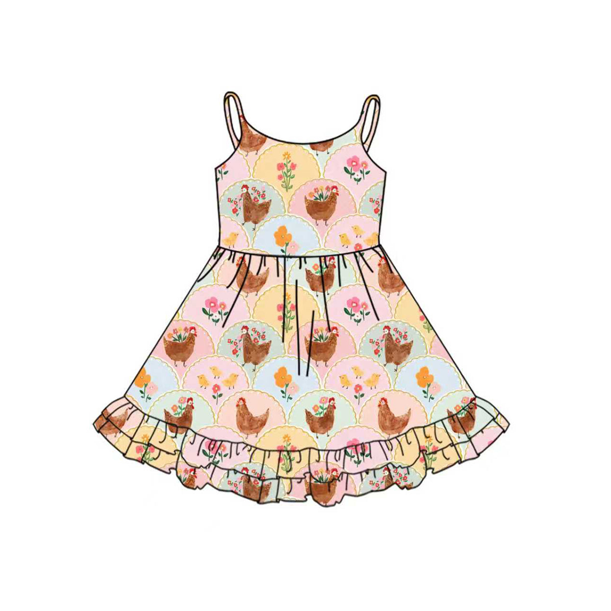 10.1 Pre-order GSD2855 Baby Girls chicken flower dress