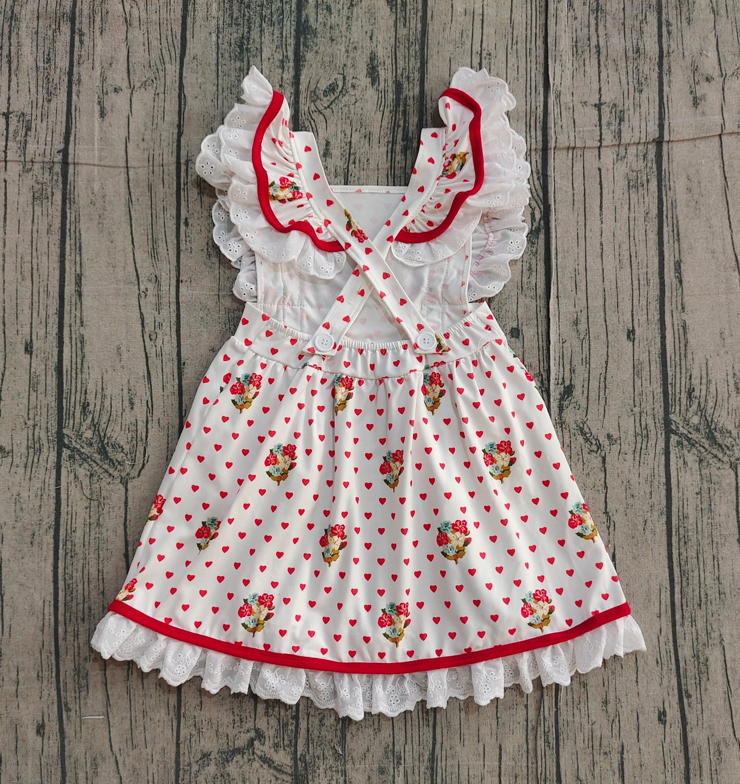 Pre-order GSD2963 Baby Girls Valentine's love pocket lace dress