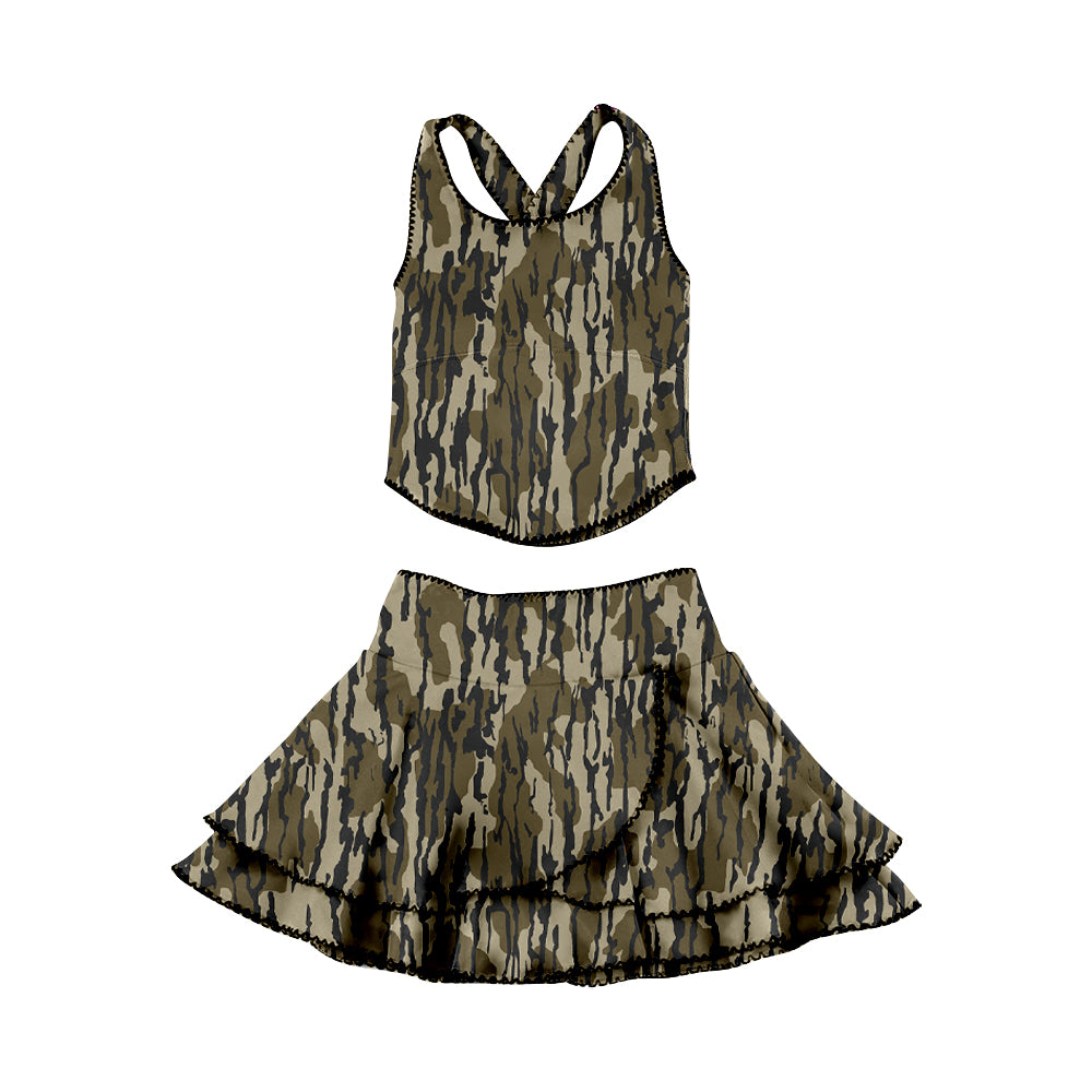 12.1 Pre-order GSD3353 baby girls camo Double-layer skirt Outfits yoga