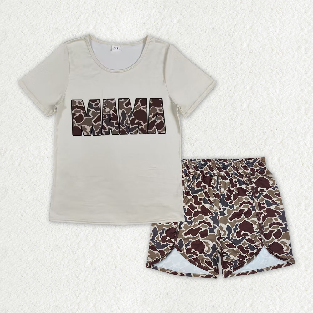 GSSO2286 Adult women short sleeve MAMA cam shorts outfits