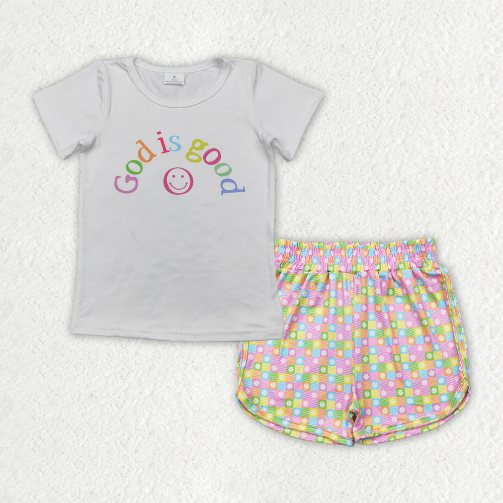 GSSO2386 baby girls GOD IS GOOD shorts outfits