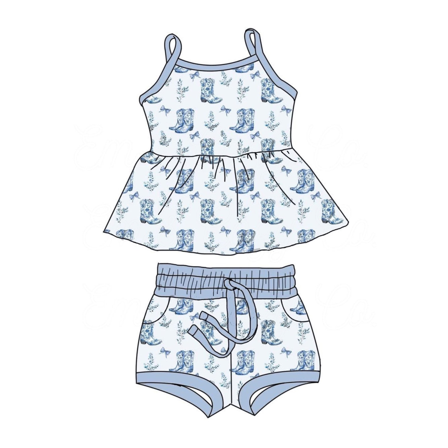 10.11 Pre-order GSSO2750 baby girls boot blue short outfits