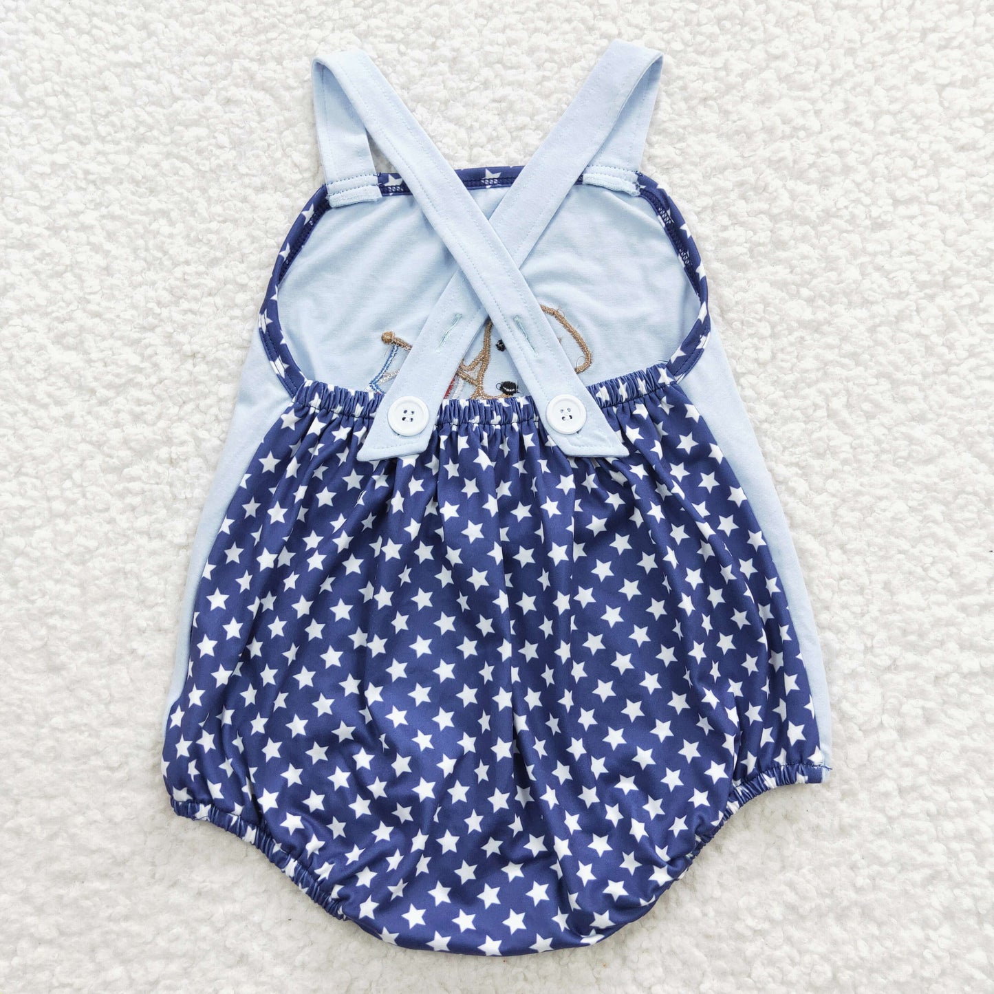 SR0331 Boys July Fourth Embroidery Dog Rompers