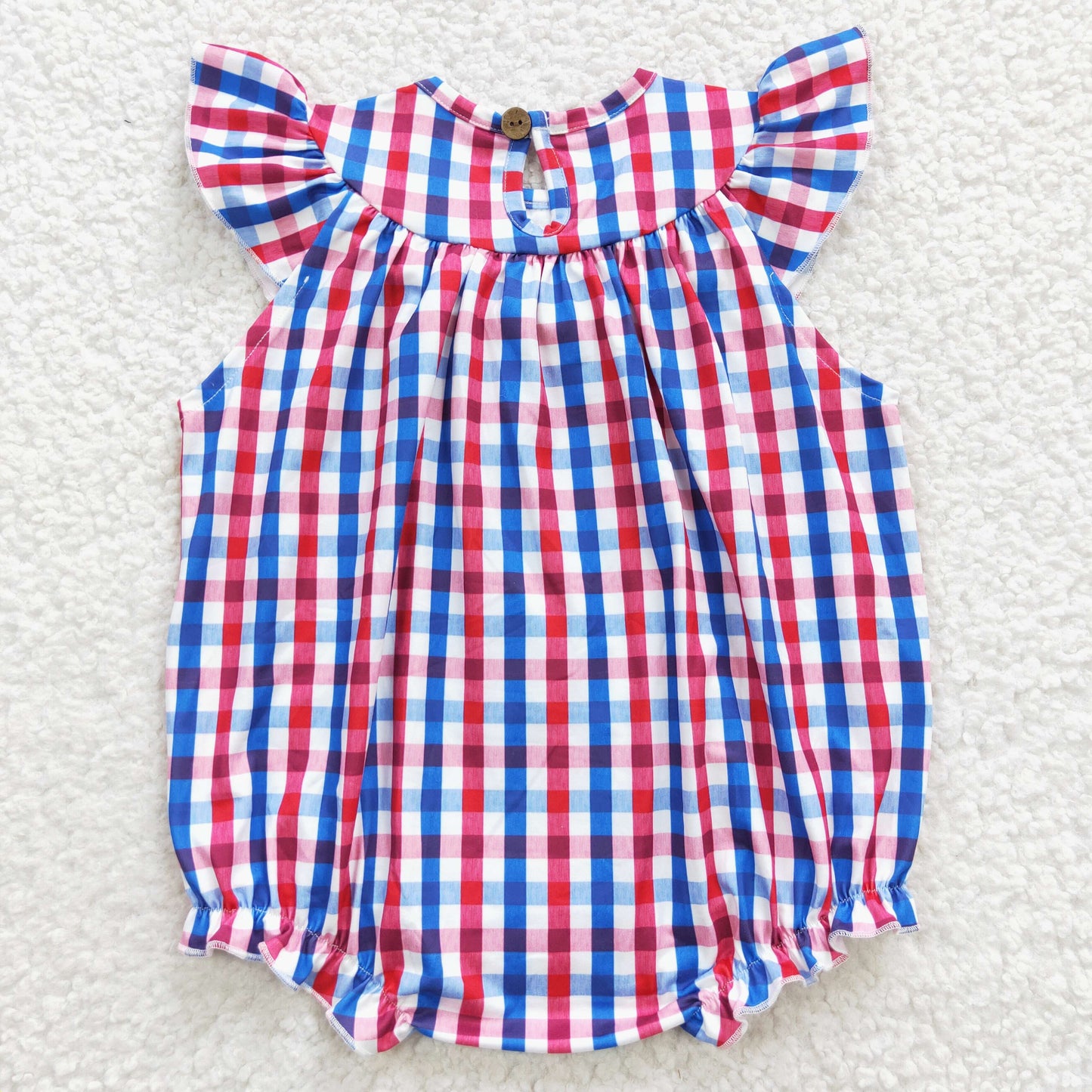 Girls July Fourth Embroidery Flag Rompers
