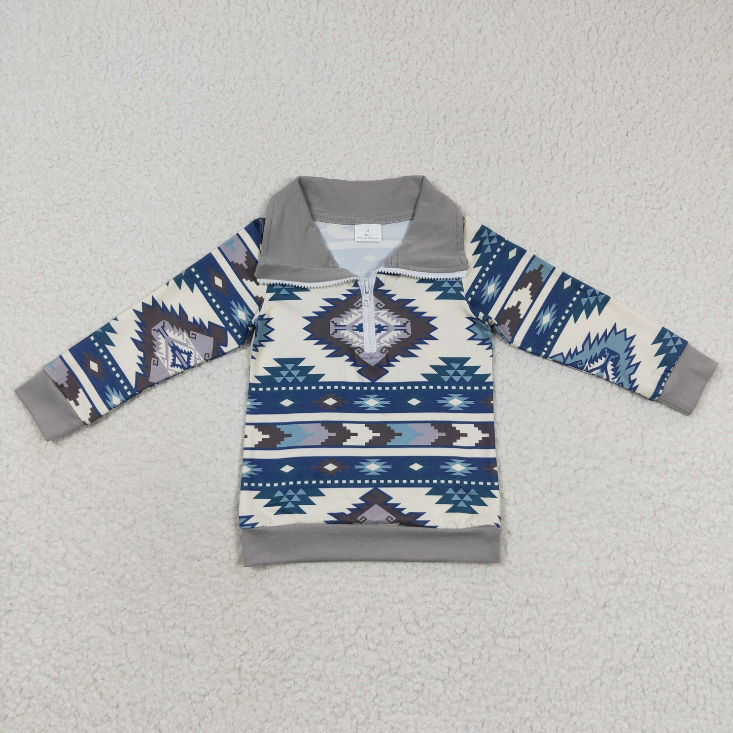 BT0229 Boys Gray Pullover Long Sleeves Zip