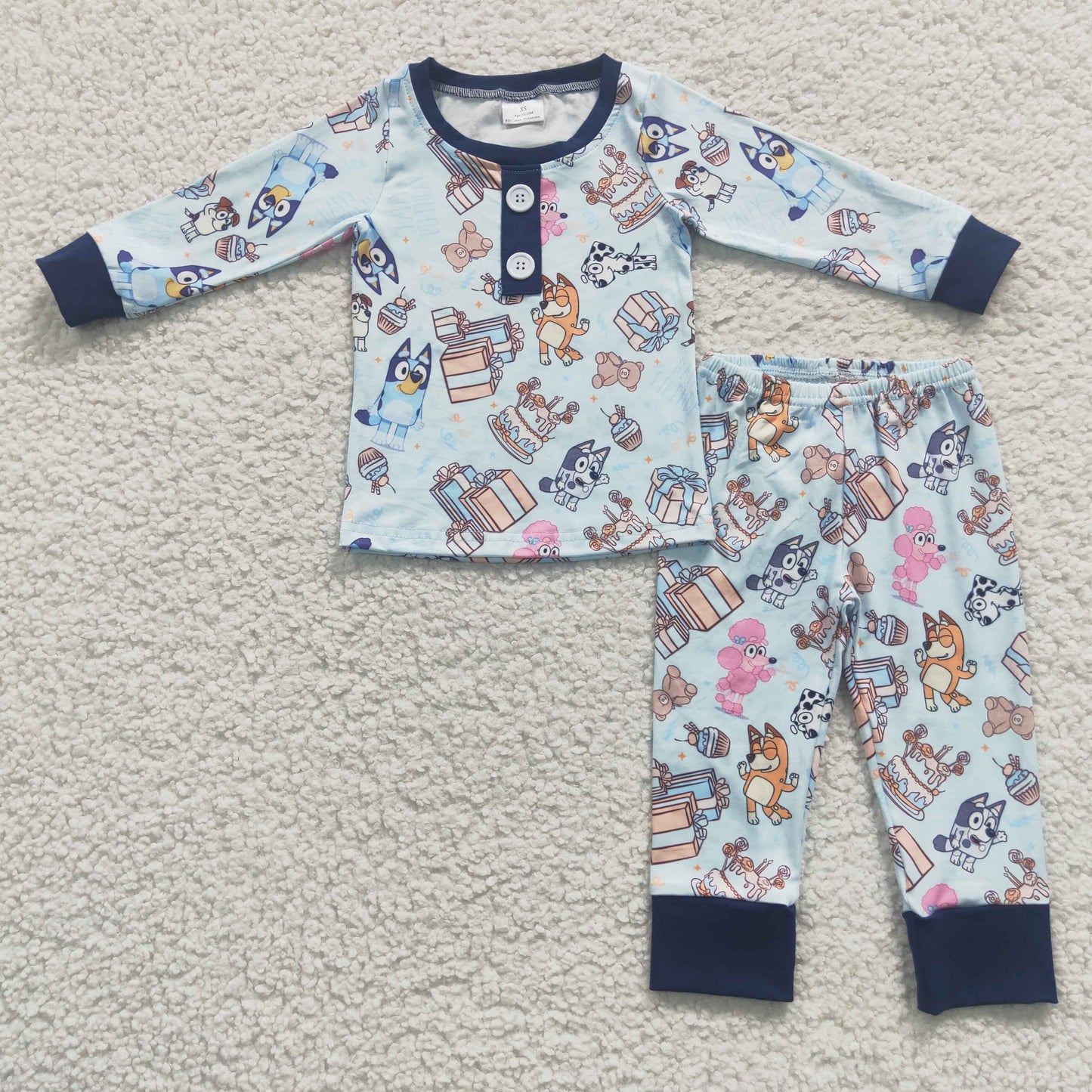 BLP0184 Boys Blue Cartoon Dog Pajamas