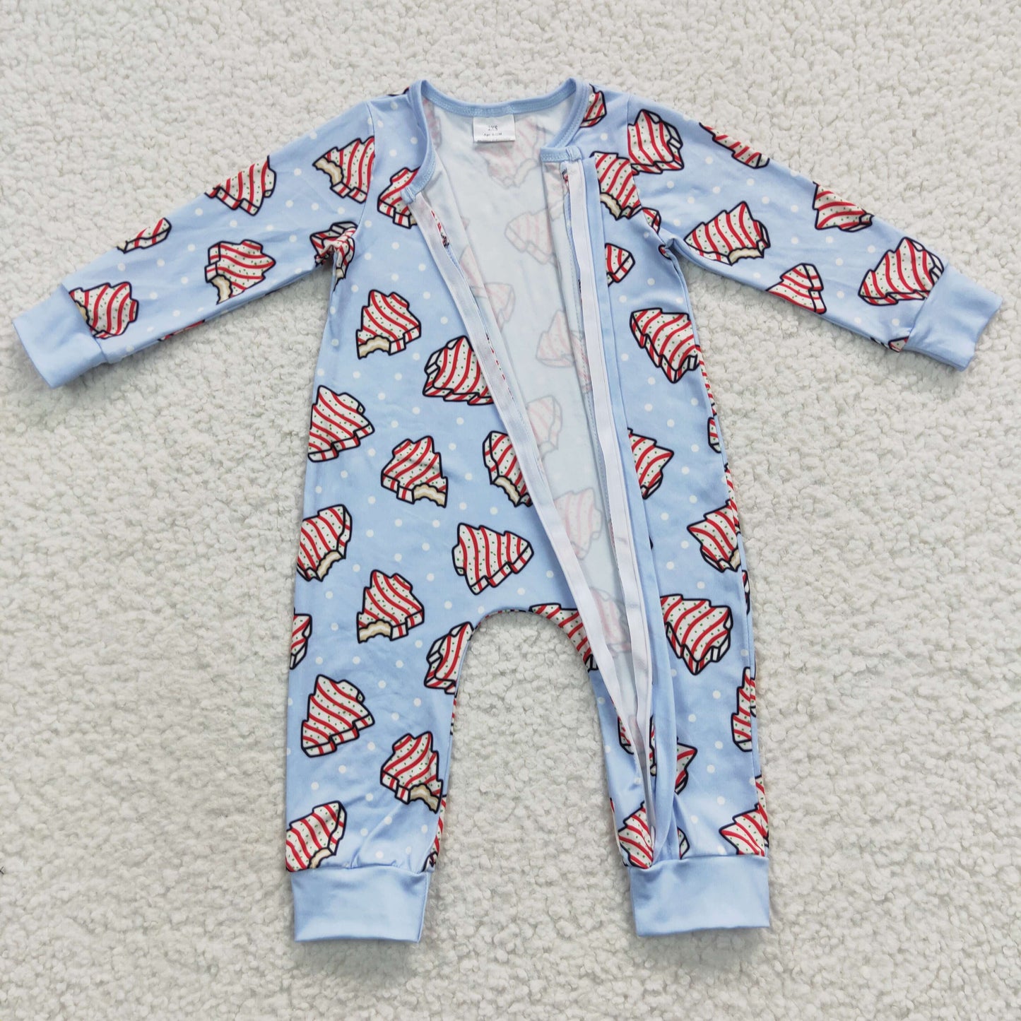 LR0345 Baby Pie Zipper Rompers Sleeper Milk silk