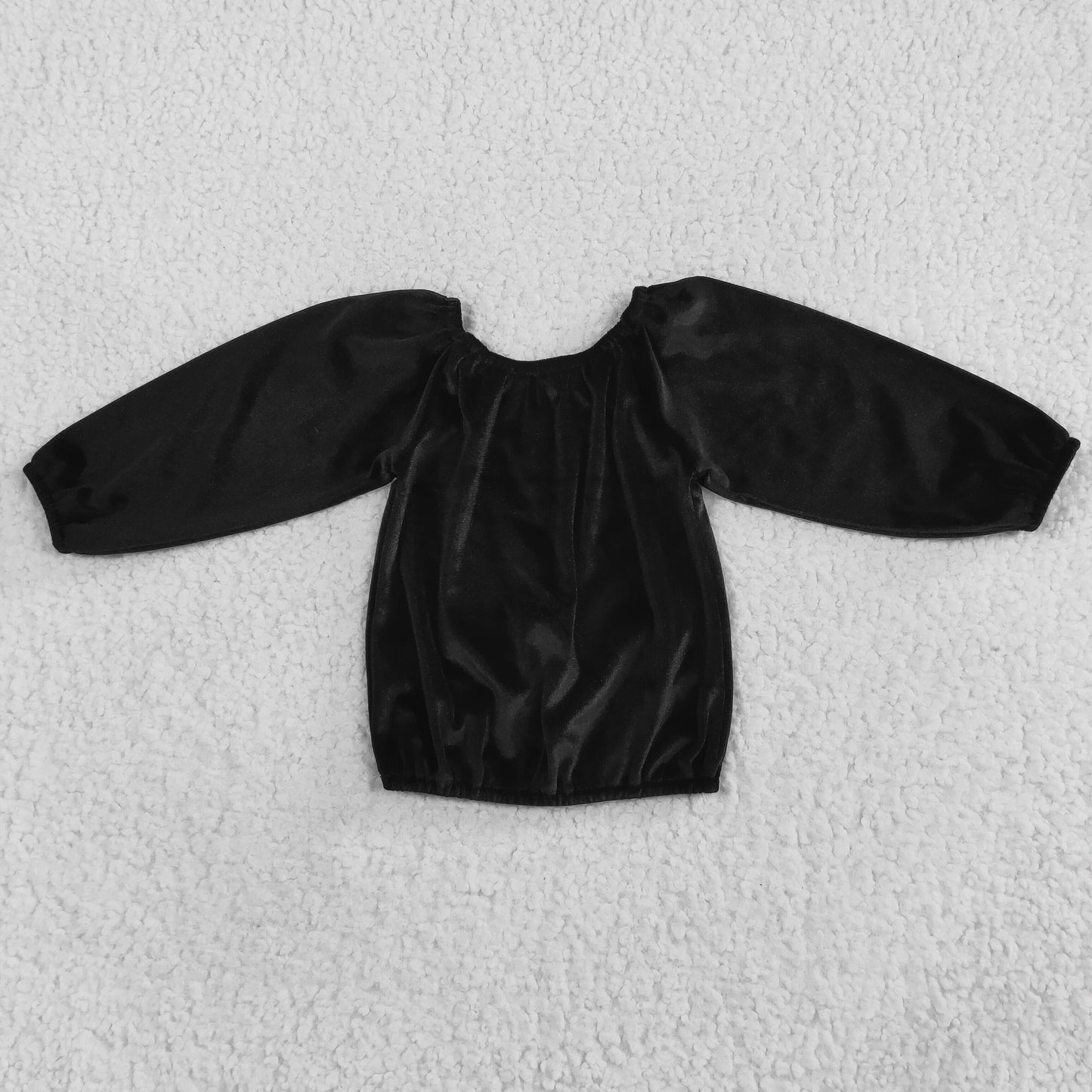 Girls Black Velvet Top