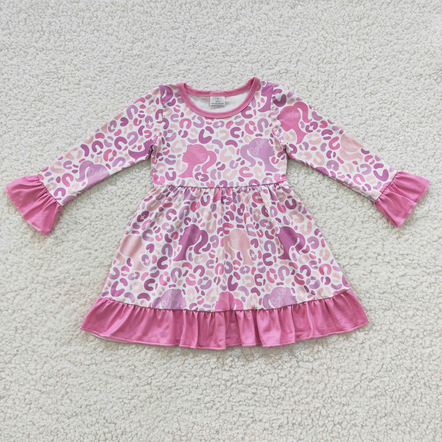 GLD0284 Girls Leopard Pink Dress