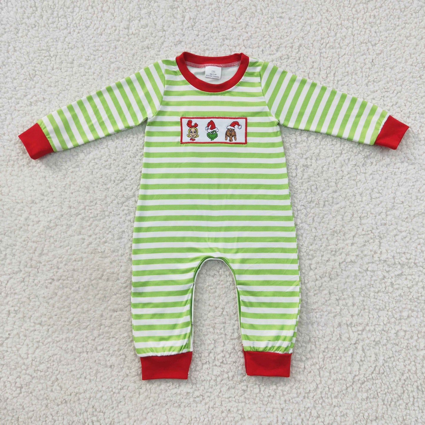 LR0388 Baby Boys Embroidery Christmas Rompers