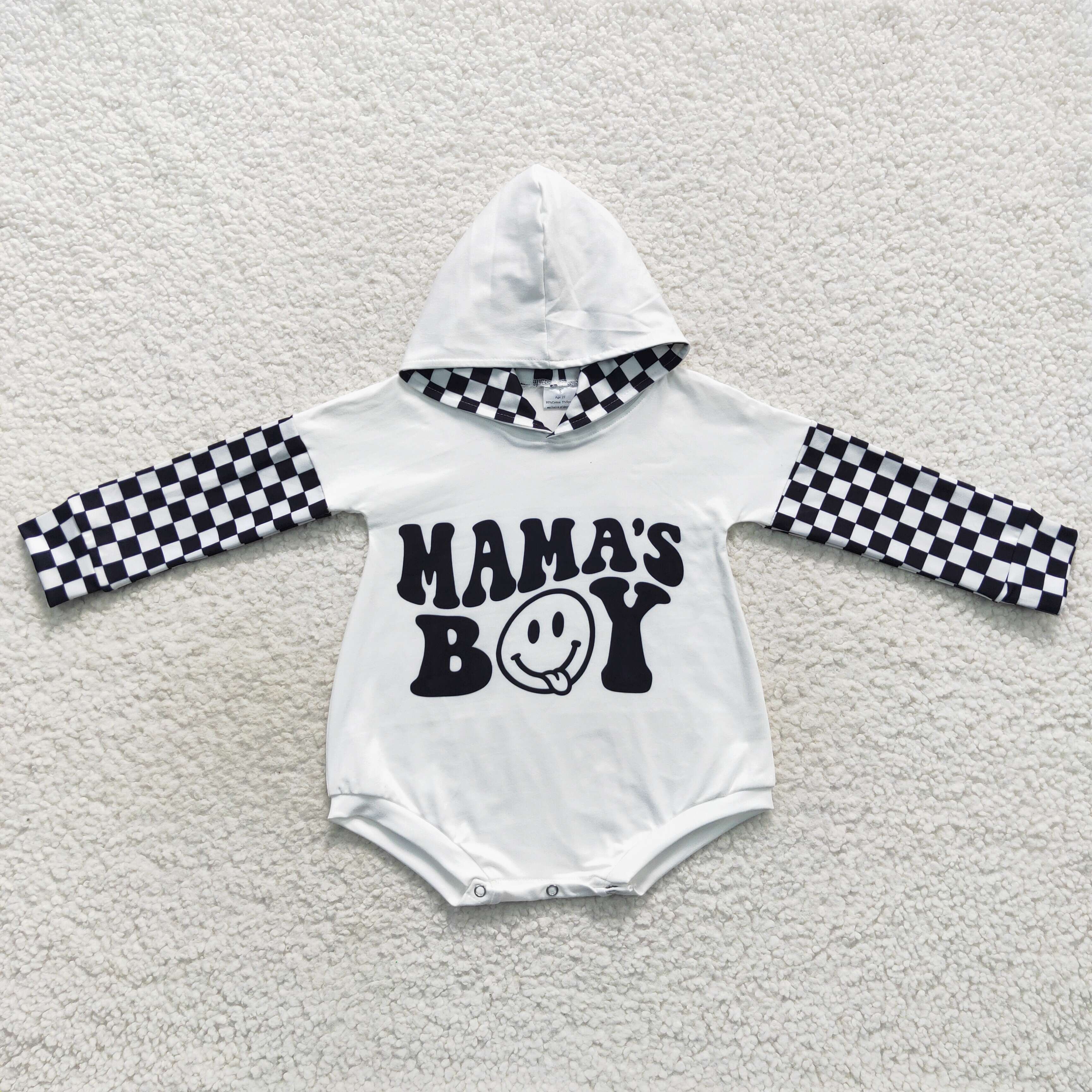 Mama's Boy Patchwork Short Sleeve Romper - White