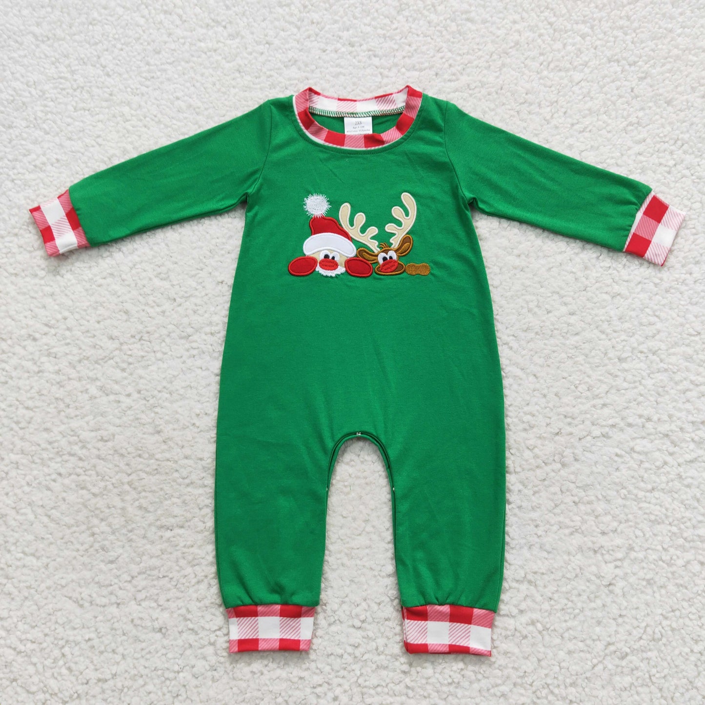 LR0396 Baby Boys Christmas Deer Rompers Embroidery