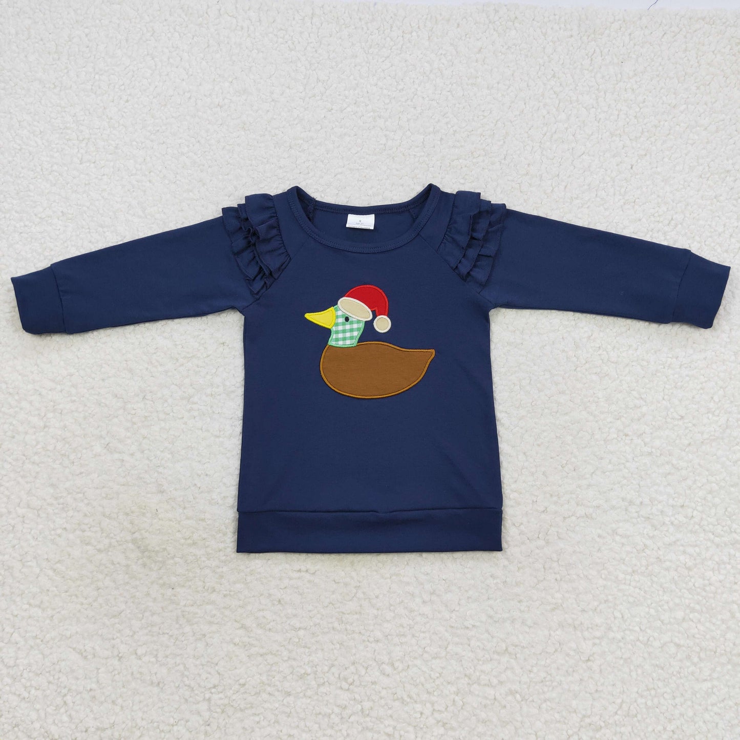 Girls Embroidery Duck Shirt Top Long Sleeves