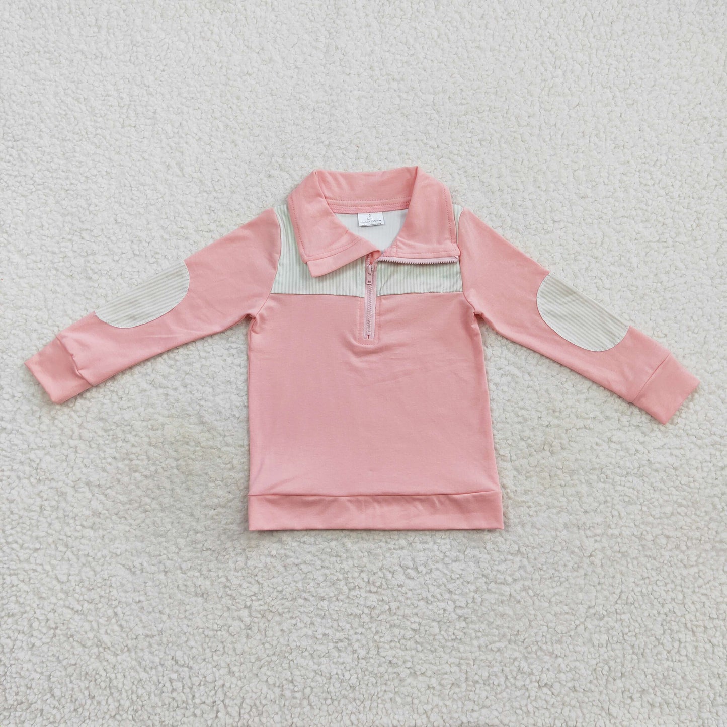 Girls Pink Long Sleeves Zip Pullover