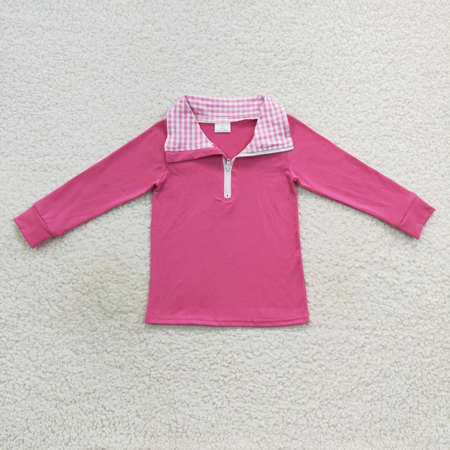 GT0276 Girls Hot Pink Long Sleeves Zip Pullover