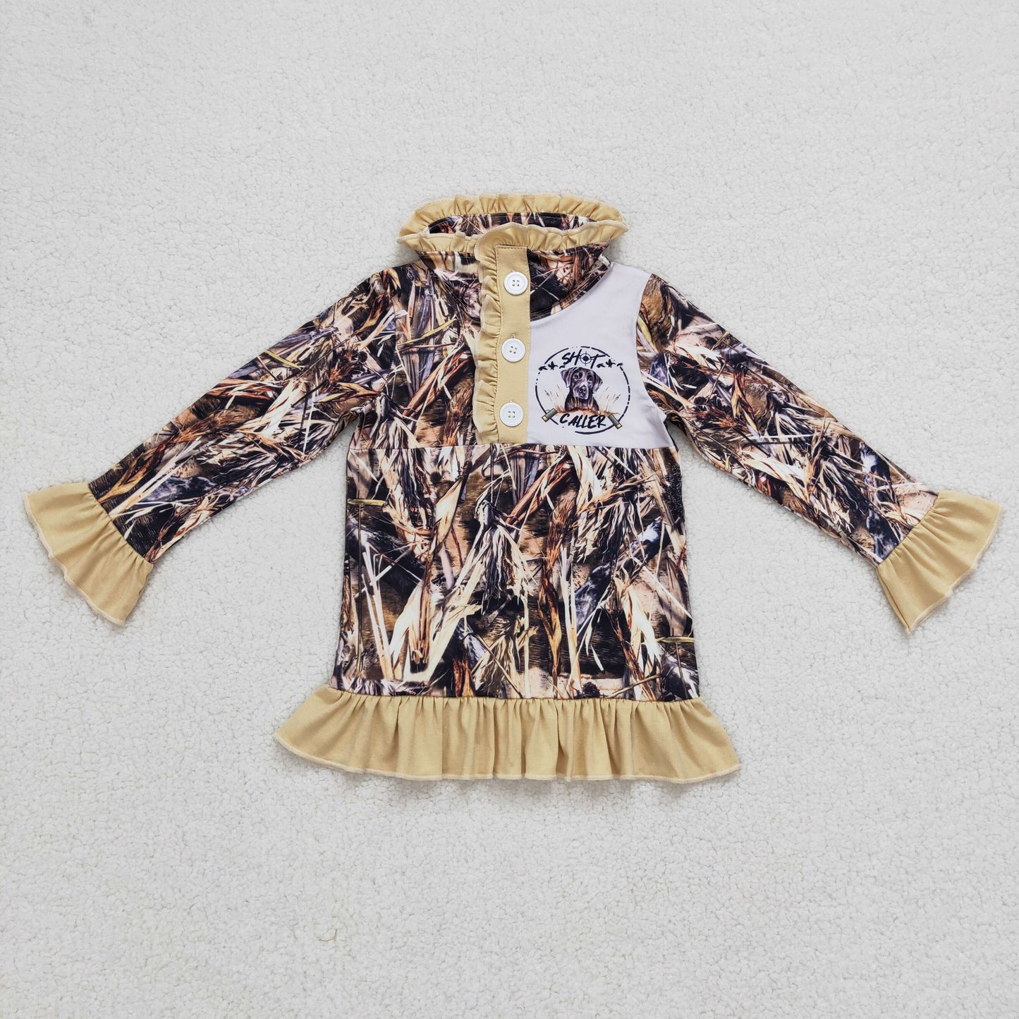 Girls Camo Dog Pullover
