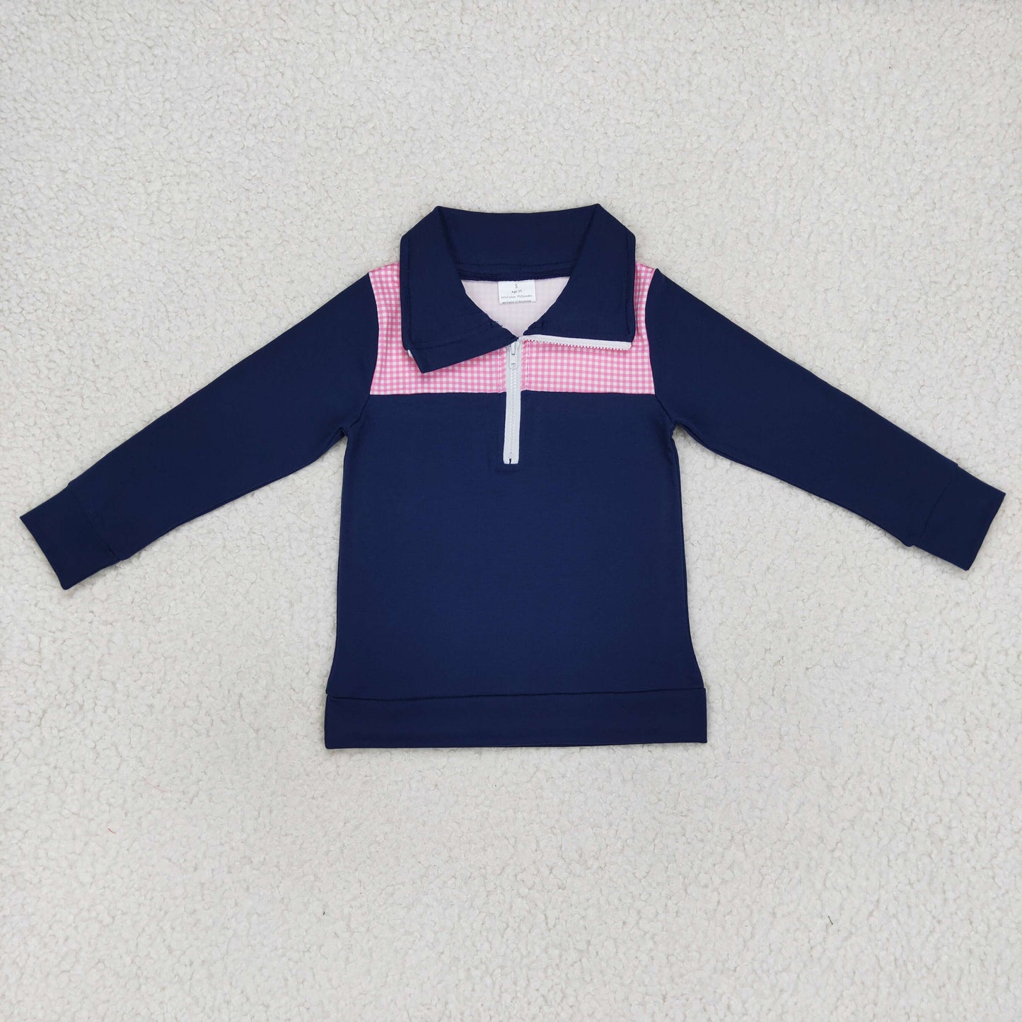 Girls Navy Long Sleeves Zip Pullover