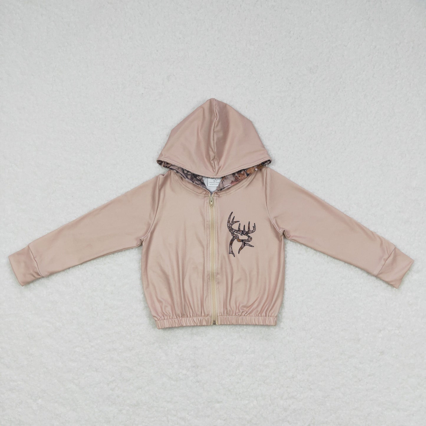 Girls Deer Zipper Hooded Jacket