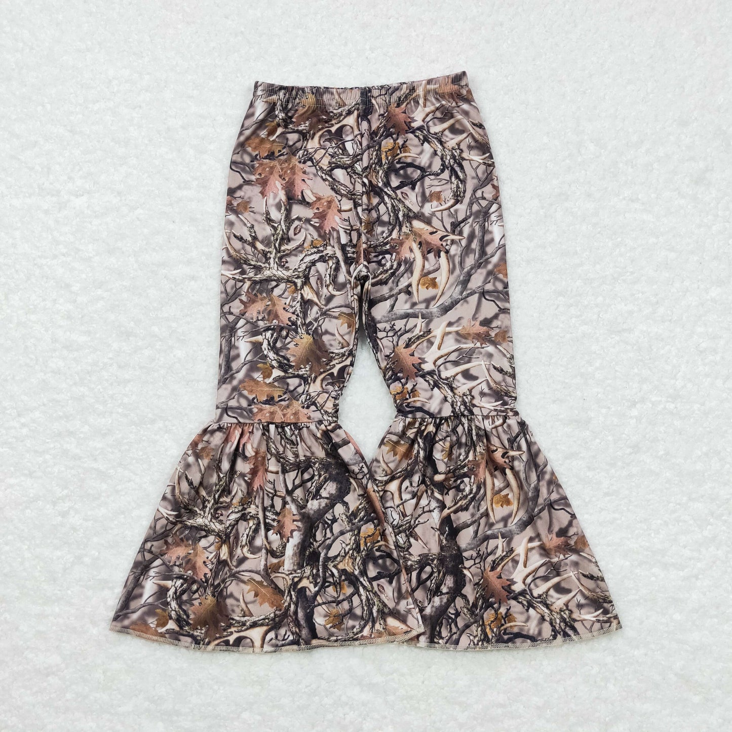 P0309 Girls Camo Deer Bell Bottom Pants