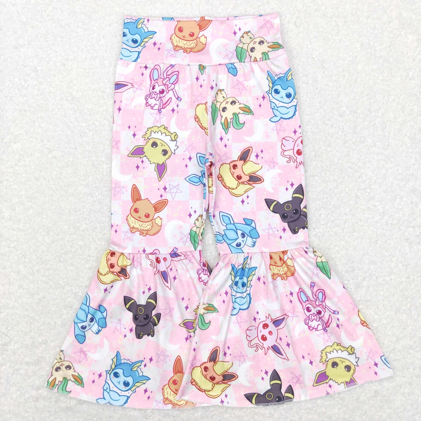 P0384 Girls Cartoon Bell Bottom Pants