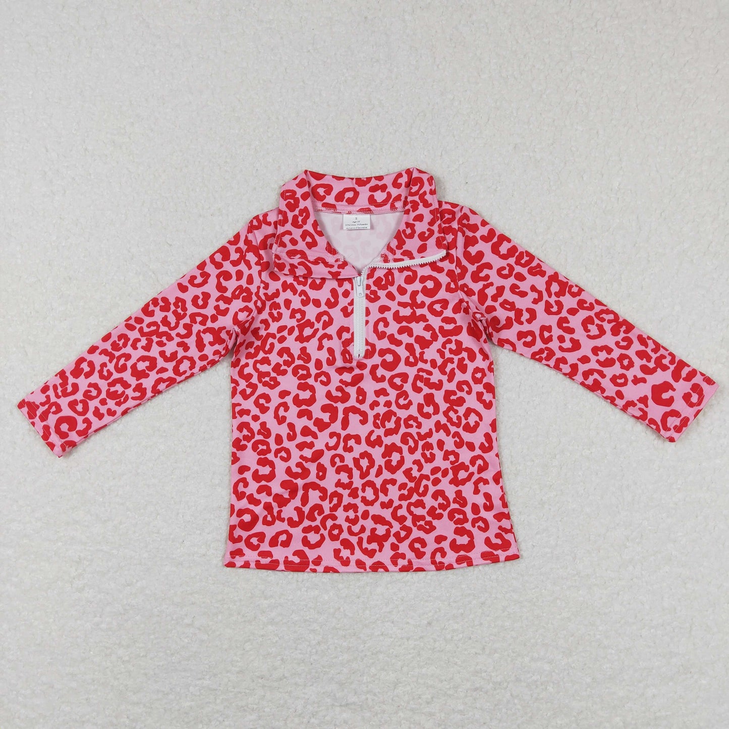 Girls Pink Leopard Pullover
