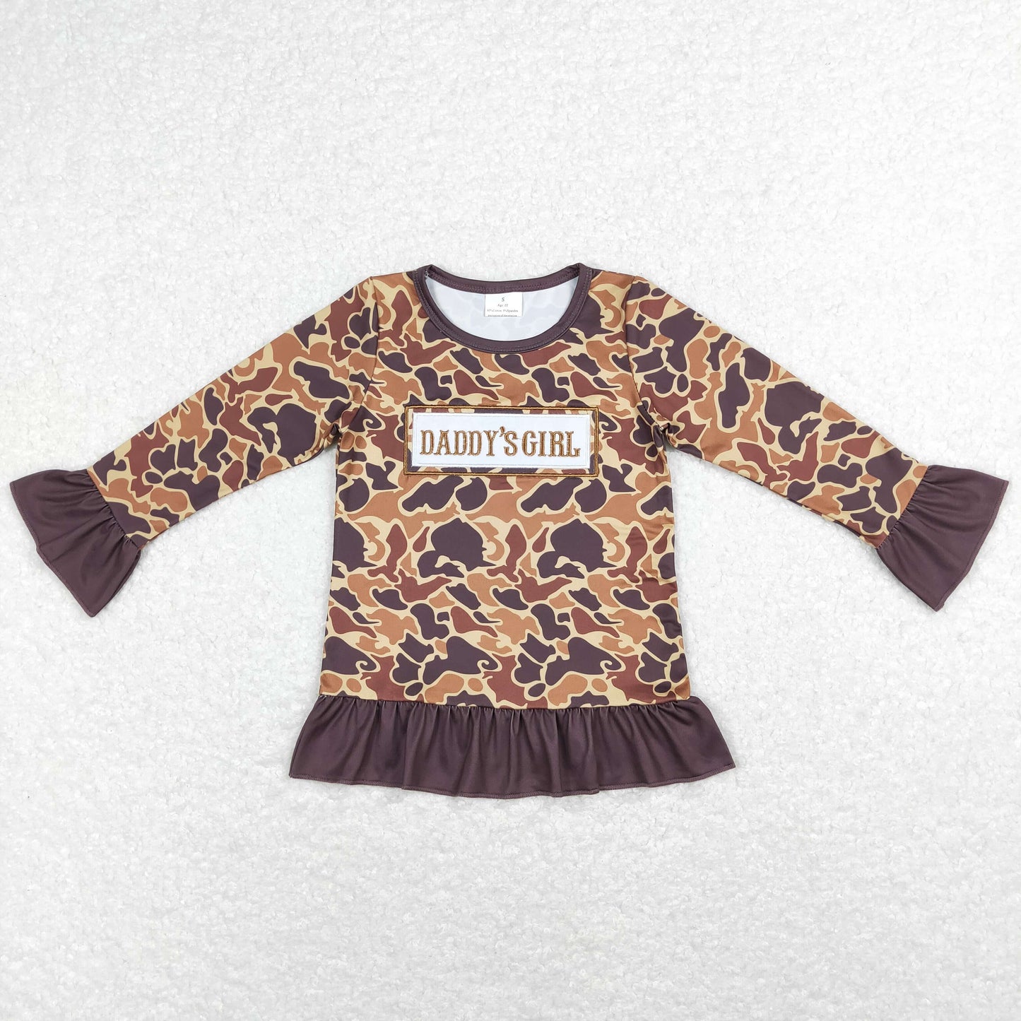 Girls Daddy's Girl Camo Top Shirt Embroidery
