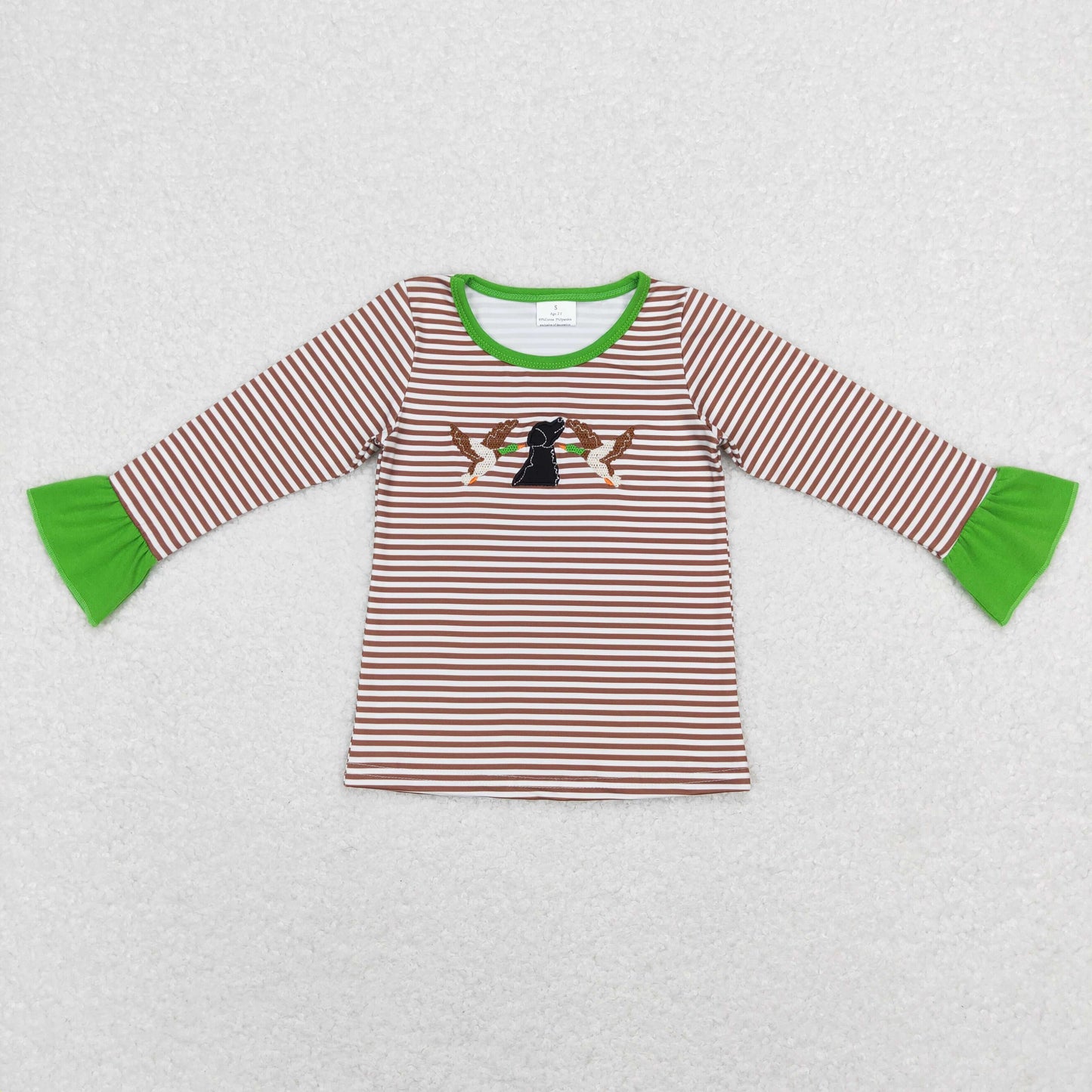 Girls Duck Stripe Top Embroidery