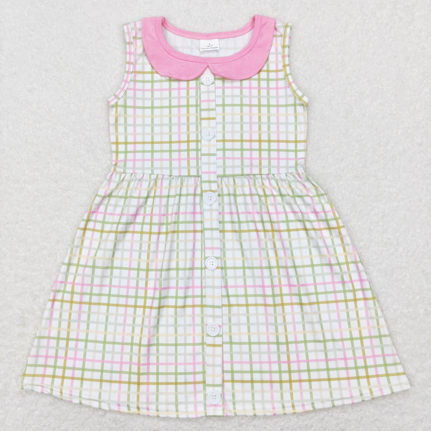 GSD0581 Girls Pink Plaid Dress
