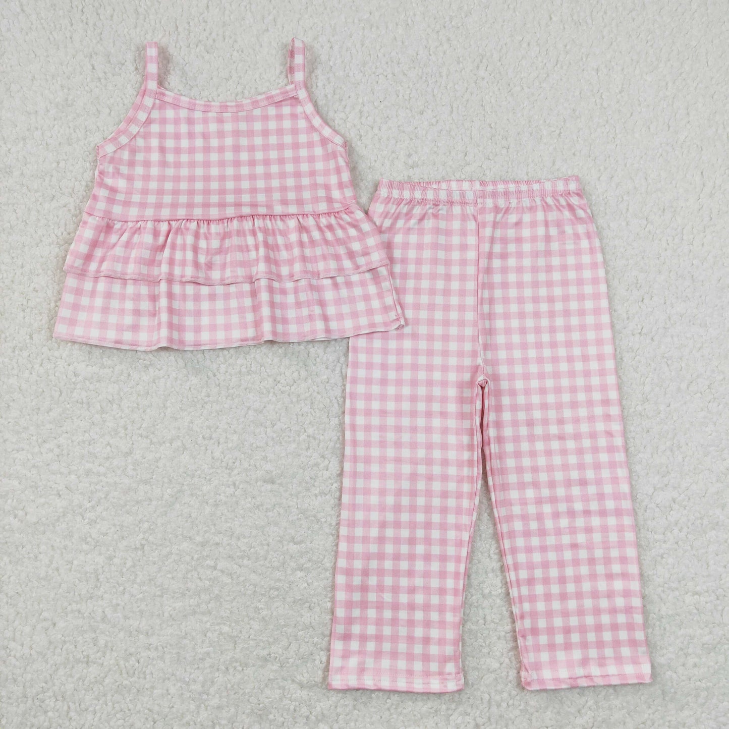 GSPO1380 Girls Pink Plaid Outfits