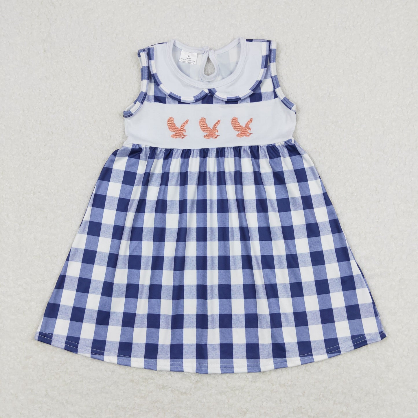 GSD0802 Girls Duck Plaid Dress Embroidery