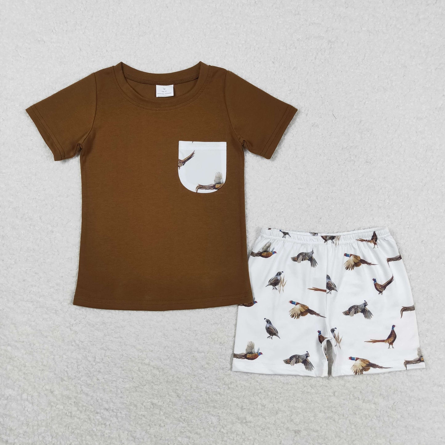 BSSO0925 Brown pocket top pheasant shorts kids boys clothes