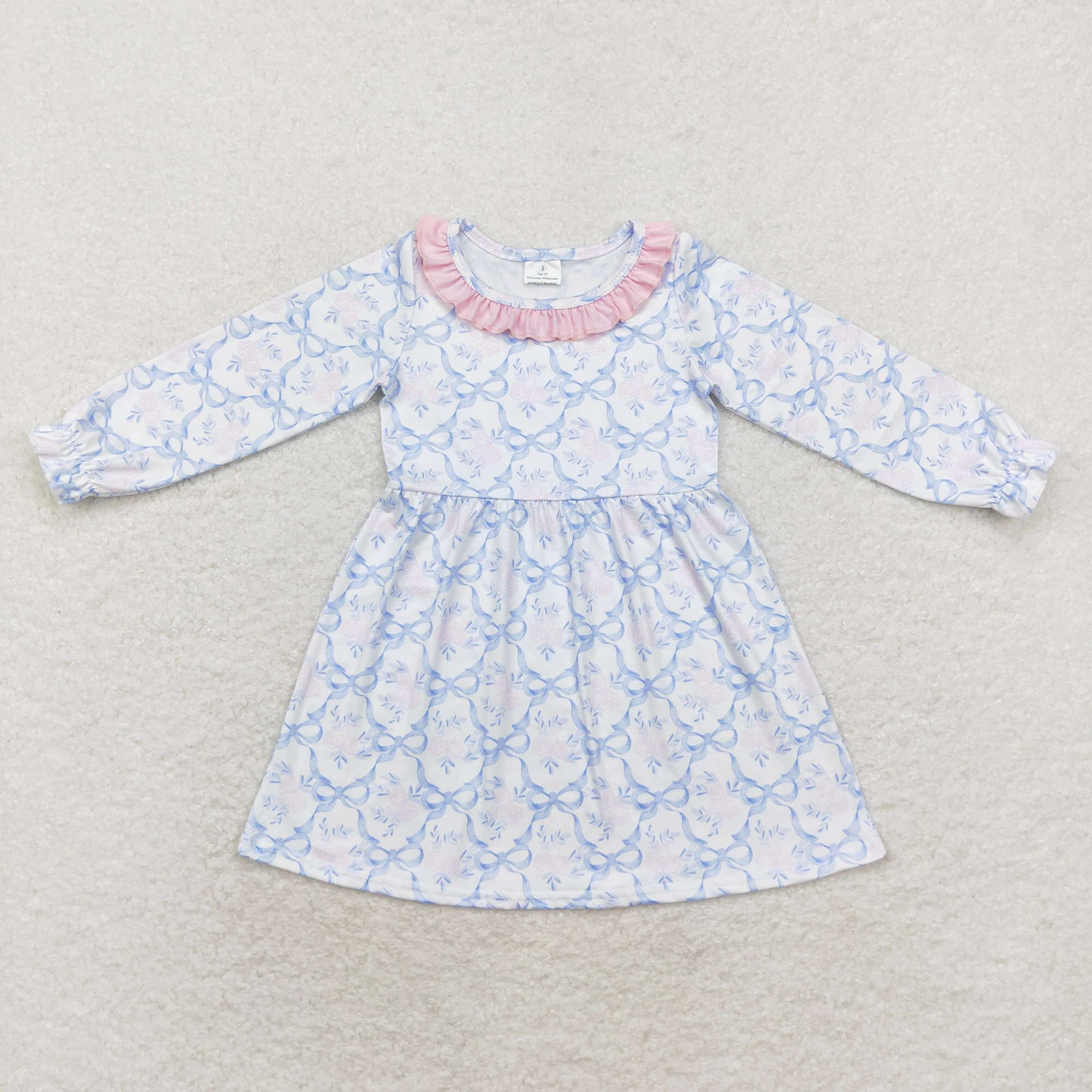 GLD0693 Girls blue bows Dress