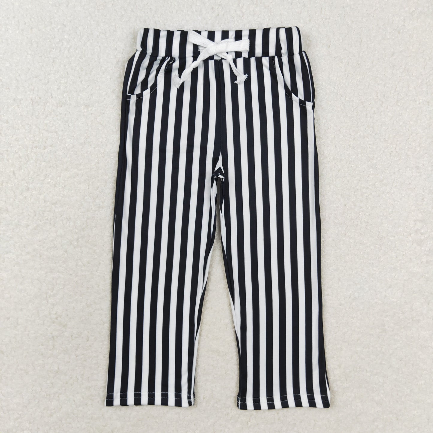P0588 Girls black stripe long Pants
