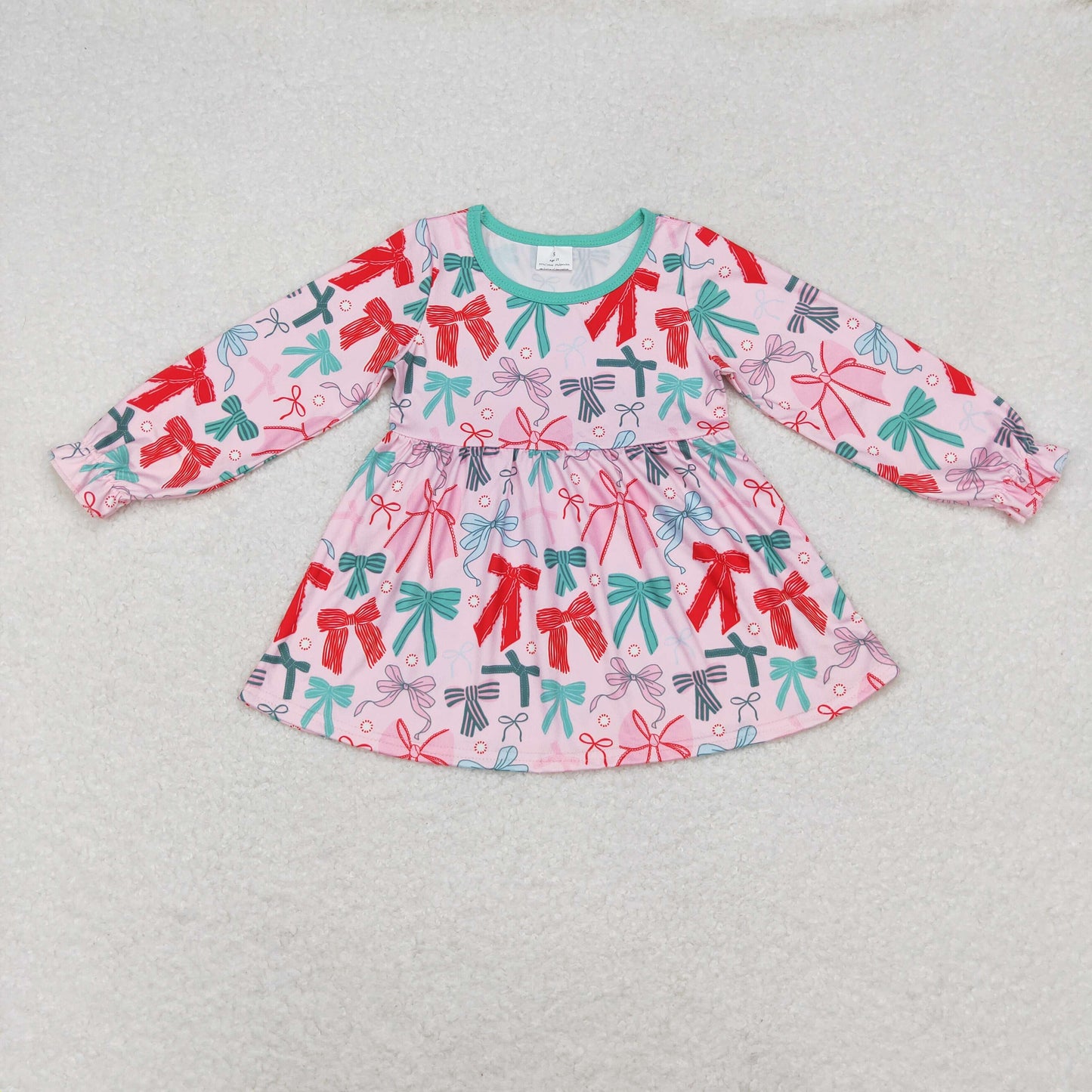 GT0721 long sleeve pink bow girls Tunic