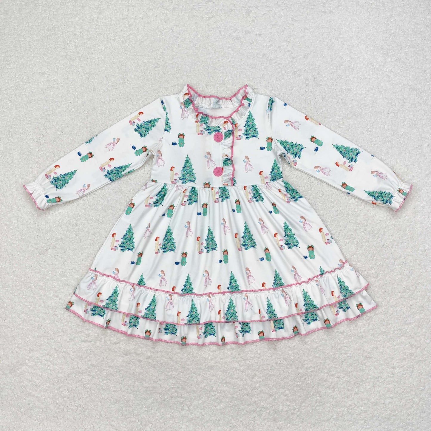GLD0622 Christmas tree green gown girls dress