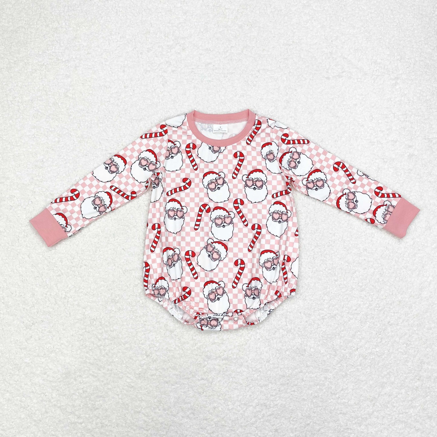 LR1511 baby long sleeves Christmas Santa pink bubble sleeper