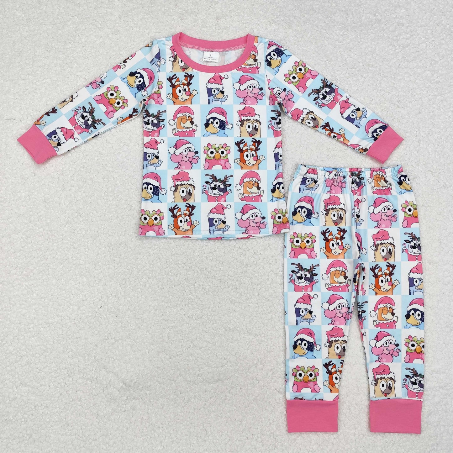 GLP1805 baby girls long sleeves Christmas cartoon dog pajamas