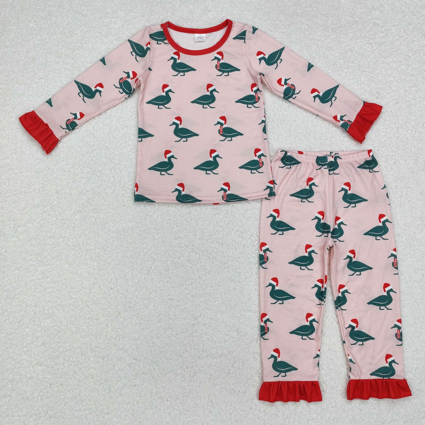 GLP1892 baby girls long sleeves Christmas duck pajamas