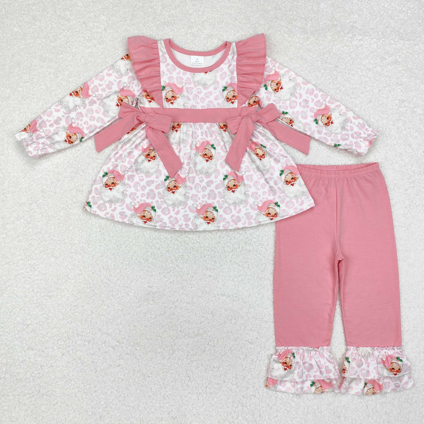 GLP1795 baby girls long sleeves pink santa outfits