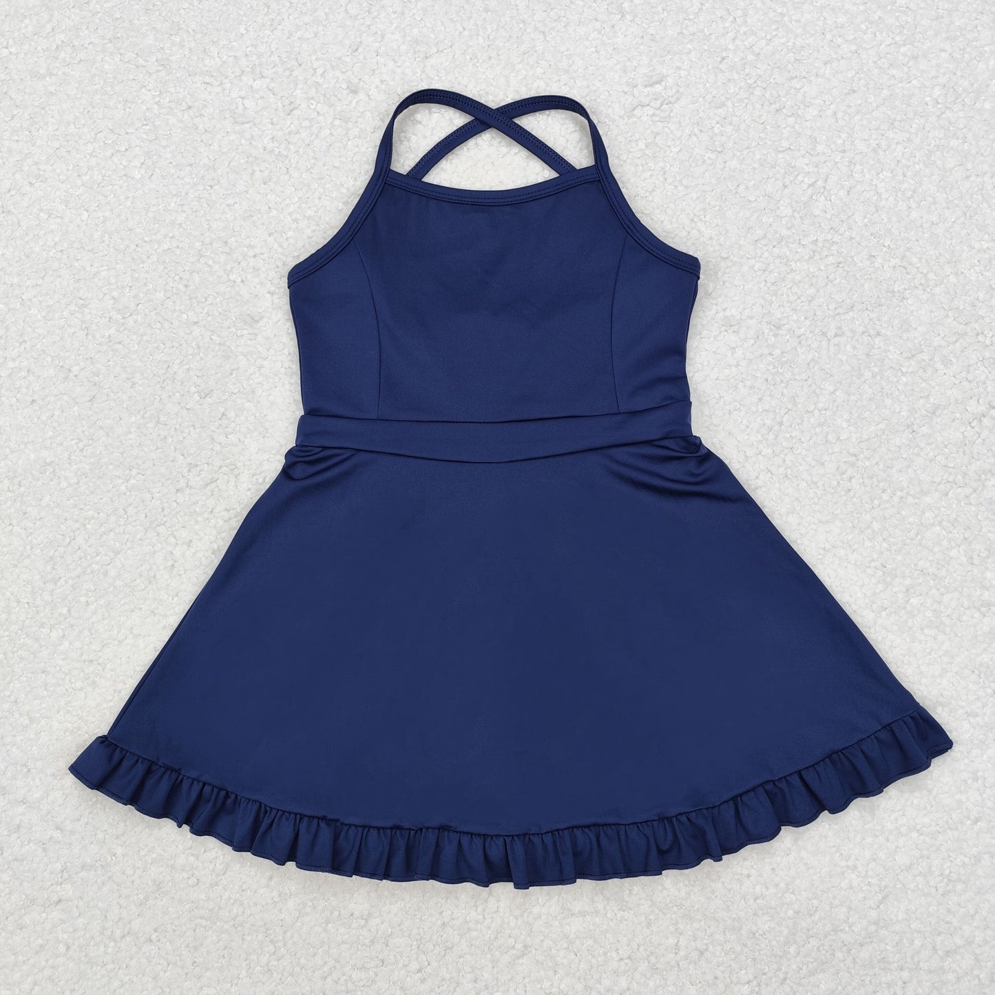 S0456 Pure color navy blue sportswear dress style swimsuit