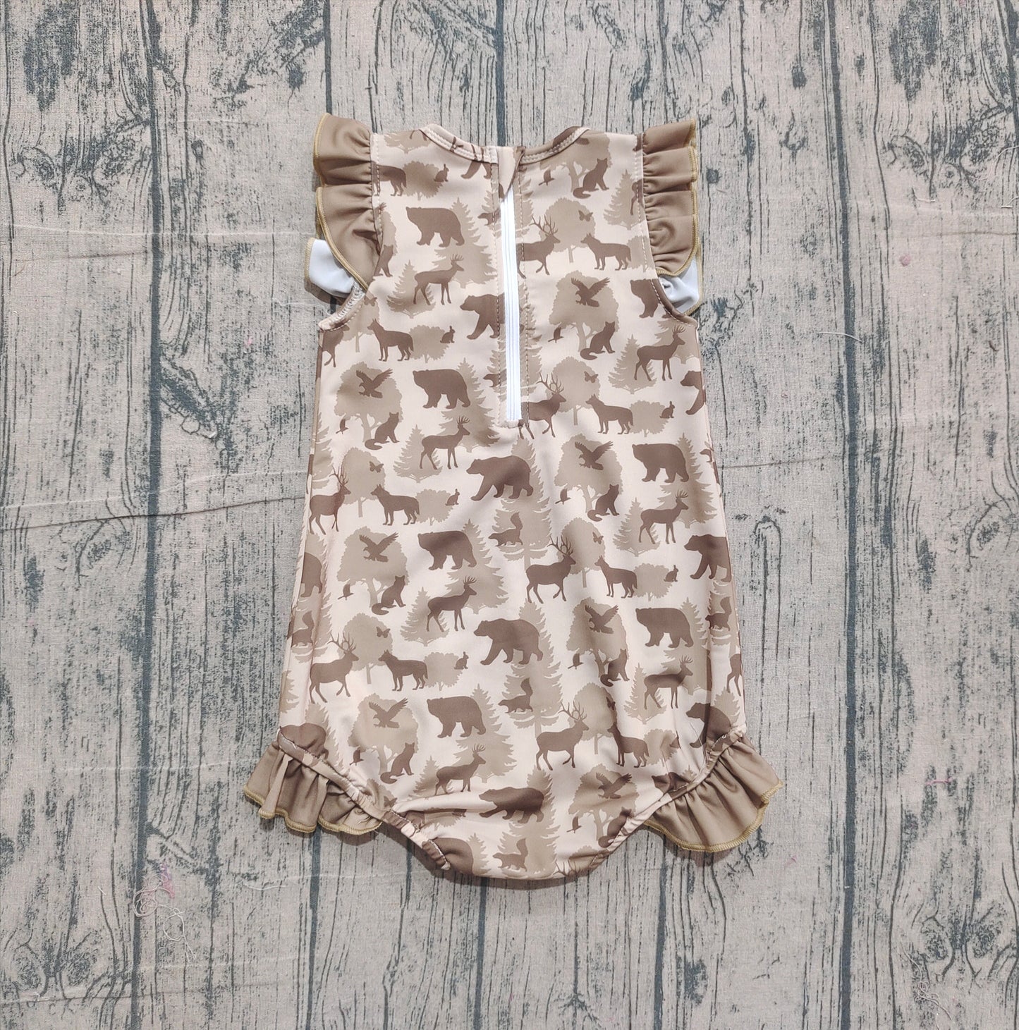 Pre-order S0599 Baby girls deer bear floral swimsuit