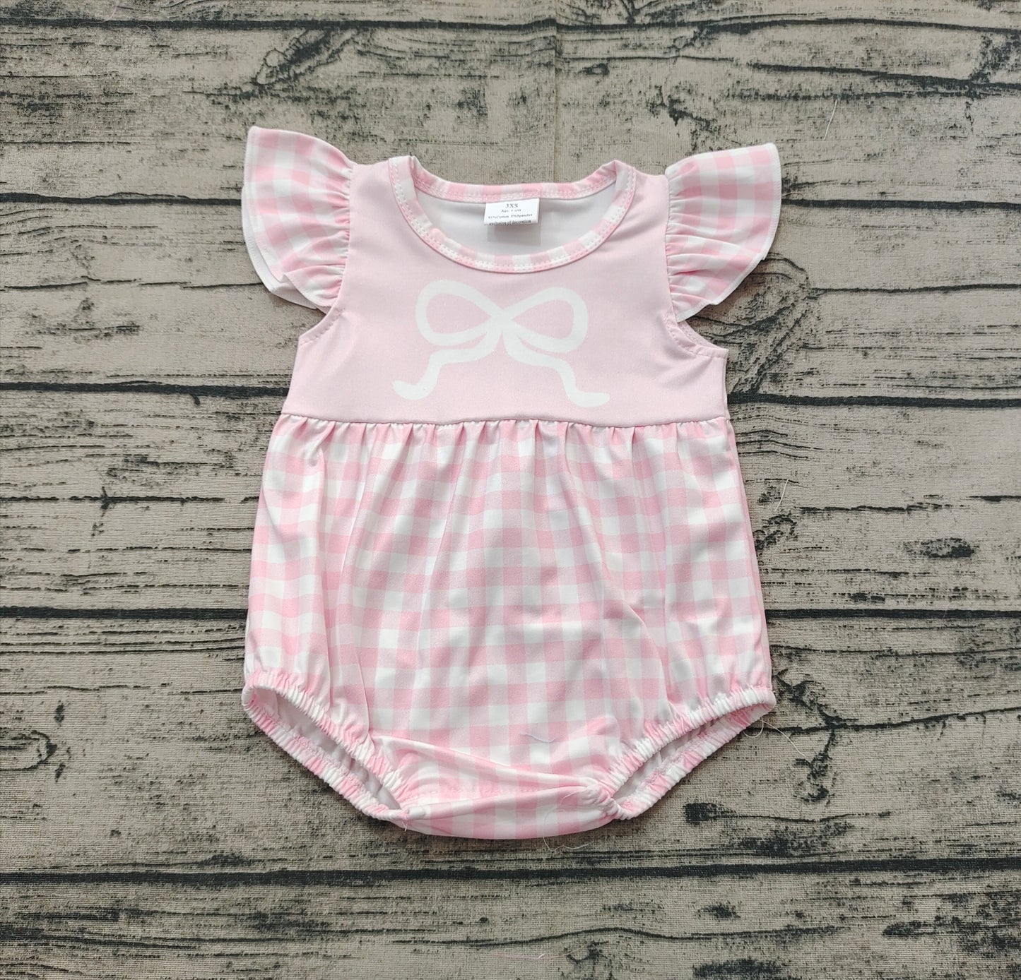 Pre-order SR2135 girl pink bow flying sleeve romper